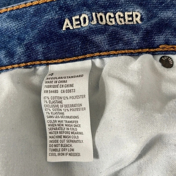 AMERICAN EAGLE Blue Medium Wash Joggers Jeans 5 Pocket Size 4 Regular - Picture 8 of 10
